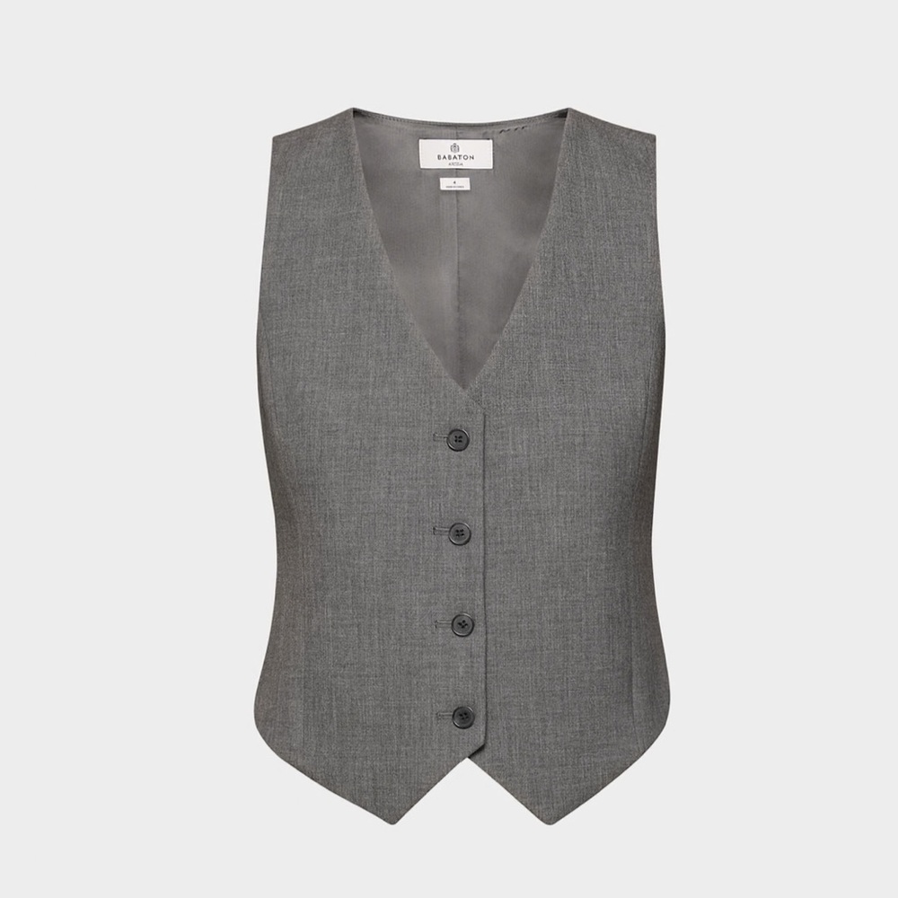 Babaton Gray Tailored Wool-Blend Vest